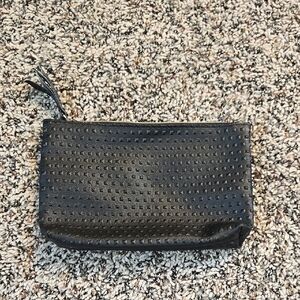 ipsy Black Clutch with Textured Surface and Zipper Closure